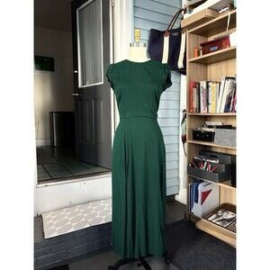 Reformation Dress 4 Emerald Green Gavin Cut Out Back Midi Fit Flare Casual Party